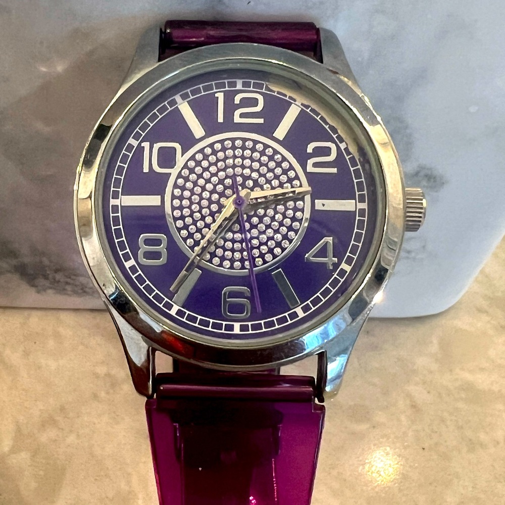 Marks and Spencer purple rubber strap wrist watch